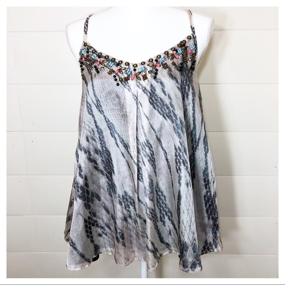 Karlie Silk Tank Top with stone detail